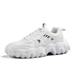 PUTUL Men's Funky White Shoes | Comfortable Running Casual Shoes for Men and Boys | (White-8)