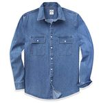 Dubinik® Denim Shirt Men Mens Denim Shirts Long Sleeve Mens Denim Button Down Shirt Cotton Regular Fit Casual Work Shirts