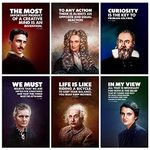 SWASUM Great Scientist (Newton, Albert Einstein, Rosalind, Tesla, Galileo, Marie Curie) Motivational and Inspirational Quotes Posters, (Pack of 06, 18X12 Each Poster Size) (PAPER)