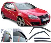 4x Wind Deflectors Compatible with Volkswagen Golf 5 Mk5 (type 1K) 5-door 2003 2004 2005 2006 2007 2008 2009 Acrylic Glass PMMA Door Window In-Channel Visors Rain Snow Sun Weather Shields Guards