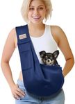 artisome Pet Dog Sling Carrier for 3-10 lbs pet,Dog Purse Pouch,Dog Satchel,Reversible unadjustable Strap Travel Hand-Free Safe Bag Small Puppy Backpack (Dark Blue)