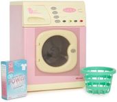 Casdon Pink Washer | Pink Toy Washing Machine for Children Aged 3+ | Features Spinning Drum & Sound Effects for Realistic Play!