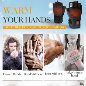 UNCN Heated Fingerless Gloves, Medium – Rechargeable Winter Hand Warmers