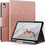 auaua Case for iPad 10th Generation 2022, 10.9 inch Case with Pencil Holder, Auto Sleep/Wake, Adjustable Stand, Anti-Fingerprint PU Leather (Pink)