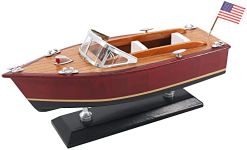 NAUTIMALL 10" Wooden Speedboat Model Ship Sailing runabout 1/27 Scale Replica Nautical Decoration (10”, Burgundy)