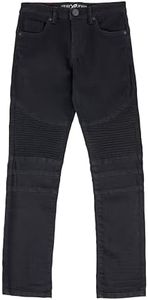 X RAY Boys Denim Jeans (4-20), Big Boy & Little Kids Stretch Slim Fit Pants, Distressed Ripped Biker Jeans for Boys, Jet Black, 4
