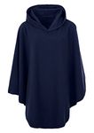 KK Fashion Lines Ladies Womens Fleece Poncho Capes Hooded Anti Pill Fleece Cosy Winter Warm (Navy, One Size)