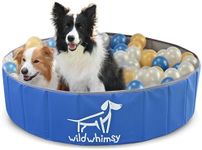 Wild Whimsy Dog Ball Pit - 48 Inch Small Foldable Ball Pit for Dogs - Indoor Outdoor Playpen with Metal Reinforcement Ring - Storage Case Included - Holds Over 600 2.75 Inch Ball Pit Balls