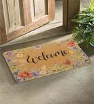 CaySep Floral Welcome Mats Flower Coir Door Mat Colorful Spring Door Mat Indoor Entrance Cute Decorative Outdoor Doormats Non Slip Outside Door Mats for Front Door Rugs 43 * 74cm