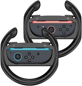 ProCase Steering Wheels for Nintendo Switch 2 JoyCons Controllers, Switch 2025 Joy-Con 2 Attachment controller driving wheel Accessories for Racing Games -2 Pack (Black)
