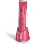 OLOV Bikini Trimmer for Women - Body Hair Trimmer Electric Shaver, Face Hair Remover, Replaceable Ceramic Blade Head& USB Recharge Dock - Waterproof Wet/Dry Hygiene Razor, Red