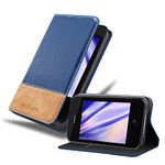 cadorabo Book Case works with Apple iPhone 4 / iPhone 4S in DARK BLUE BROWN - with Magnetic Closure, Stand Function and Card Slot - Wallet Etui Cover Pouch PU Leather Flip