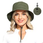 SLOWTOWN Packable Bucket Hat Women Outdoor Fishing Sun Hat Summer Lightweight Hat Men UV Protection Hat (Army Green, One Size)