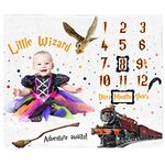 FurPaw Baby Monthly Milestone Blanket for Newborn Photo Taken/Little Wizard Gift Blanket