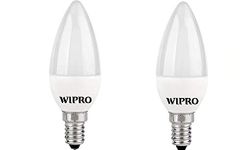 wipro Garnet 5W Frosted Candle LED Bulb |Cool Day White (6500K)|E14 Base|For Chandeliers & Decorative Lights|4Kv Surge Protection |440V High Voltage Protection |Energy Efficient |Pack Of 2