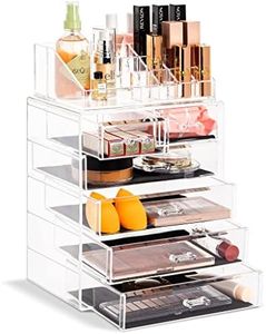 (Set Style 2) - Sorbus Acrylic Cosmetics Makeup and Jewellery Storage Case Display Set (Set Style 2)