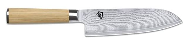 Shun Classic Blonde 7" Santoku Knife, Handcrafted Japanese All Purpose Knife, VG-MAX Core with Damascus Stainless Steel Cladding, Pakkawood Handle, Versatile Japanese Cutting Tool