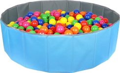 Click N' Play Ball Pit for Toddlers and Kids, Holds Over 400 Balls, Soft, Foldable and a Reusable Storage Bag is Included, Great as a Play Pool for a Dog, For Indoor or Outdoor Use, Blue