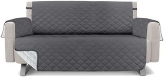 Utopia Bedding Reversible Sofa Couch Cover, Water Resistant Slipcover Furniture Protector with Foam Sticks and Elastic Straps for Kids Dogs Pets (3 Seater, Gray/Light Gray)