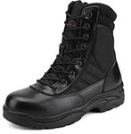 NORTIV 8 Men's Safety Steel Toe Work Boots Anti-Slip Industrial Construction Bootie Black Size 12 M US Trooper-Steel