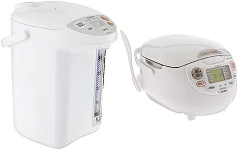 Zojirushi Micom Water Boiler and Warmer, 169 oz/5.0 L, White & NS-ZCC10 Neuro Fuzzy Rice Cooker, 5.5-Cup, White