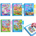 Sarsumir Water Magic Colouring Book, 5Pcs Reusable Water Colouring Books for Children, Magic Water Colouring Book with Water Pens, Magic Painting Book for Kids 3 4 5 6 Year Old Boys Girls, A