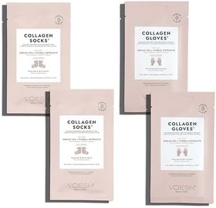Voesh Collagen Gloves and Socks- Argan Oil, Collagen Infused, 4 Pack, 2 Pack of Gloves, 2 Pack of Socks, at Home Spa, Body Care, Nourishing, Hydrating Gloves and Socks