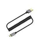 Coiled Micro USB Cable 1.5FT, CableCreation USB 2.0 A to Micro USB Charging Data Cord Stretch up to 5FT Gold Plated Connector and Aluminium Shell Work for Android smart phones, Wall/Car Charger, Black