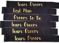 MUMUNN 6 PACK Bachelorette Sashes for Groom and Groomsmen, Black Best Men Team Groom Sashes for Men Bachelor Party Decorations Favors Suppiles