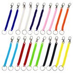 TSHAOUN 20 Pcs Stretchy Spiral Keyring, Retractable Keychain Coil Springs Keychain Plastic Key Holder Colourful Key Chain for Work, School, Keys, Wallet, Cellphone, ID Card, Backpack (Multicolor)