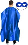 Adult Superhero Cape and Mask for Man and Woman - Dress Up Superhero Costume for Party or Vacation Bibble School (Blue)