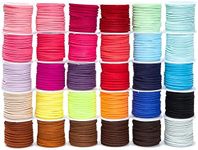 Bright Creations 30 Spools of Faux Leather Laces for Crafts, 2.5mm Vegan Suede Cord for Beading, DIY Crafts, 165 Yards (30 Colors)