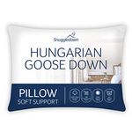 Snuggledown Hungarian Goose Down Pillow 1 Pack - Soft Support Front Sleeper Pillow for Neck Pain Relief - 100% Jacquard Cotton Cover, Hypoallergenic, UK Standard Size (48cm x 74cm)