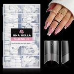 UNA GELLA Medium Square Gel Nail Tips 504pcs Full Matte Square Gel x Tips Half Cover Clear False Nails Tips No C Curve with Position Line for Perfect Nail Extentions 12 Sizes, Gelly Tips