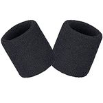 Wristbands Sweatbands Wrist Men Women 2 PCS Sports Sweat Bands for Gym Sports Tennis Running Exercise Basketball Moisture Wicking (2 pcs -Black)