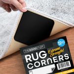 Premium Rug No Slip Grippers - Twelve Pack - Anti Slip Rug Corner Grips to Secure Mats, Runners, and Rugs to Kitchen, Bathroom, and Lounge Floors