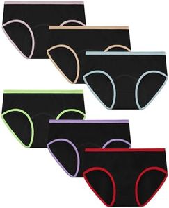 JAHSIYI Girls Period Underwear Teens Menstrual Panties Cotton Briefs Leak Proof Protective Undies Underpants Size 16-18 Age 17 Years Old Multicolor 6 Pack