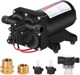 YOUNGTREE RV Fresh Water Pressure Pump 12V 5.5GPM 70PSI, On Demand Self Priming Water Pump 12Volt include 3/4" Garden Hose Adapters for Yacht Agricultural Irrigation Spraying Kitchen