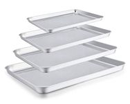 TeamFar Baking Sheet Set of 4, Stainless Steel Baking Pan Tray Cookie Sheet, Non Toxic & Healthy, Rust Free & Easy Clean - Dishwasher Safe