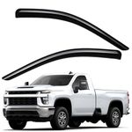 Lightronic WV92807 Outside-Mount Side Window Deflectors & Visors Vent Rain Guards, Dark Smoke, 2-Pieces Set, Fits 2020-2024 Chevrolet Silverado/GMC Sierra 2500 HD & 3500 HD, Regular Cab