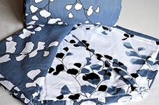 Trance Home Linen Pure Cotton Reversible Dohar Double Bed Size | Ac Blanket Comforter | Soft Light-Weight Bed Blanket (84 X 88 Inch, Grey White Leaves Abstract, Pack Of 1), 200 TC