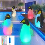 SUPERNIGHT Floating Pool Lights, 2-Pack Solar Pool Lights with 16 Color 4 Modes Changing, IP68 Waterproof LED Pond Lights with IR Remote, Penguin Floating Lights for Swimming Pool