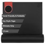 Manduka GRP Adapt Travel Yoga Mat 71" - 1.5mm | Foldable & Travel friendly | Ultimate Grip | Sweat ready for Any Style of Yoga | 71 x 24 inches | Carbon Black