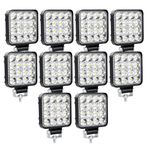 SKYWORLD 10Pcs 3.3 inch 48W Mini Ultr Thin LED Work Light, 12V 24V Square Spot Beam Led Pods Driving Lights Lamp for Car Off road Truck 4x4 SUV ATV 4WD Tractor Boat Excavator, 6000K White