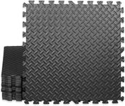 IGNITE WEIGHTS® Eva Interlocking Floor Tiles, Protective Flooring for Gym Equipment and Workouts, Baby Playing Area, Yoga, Gymnastics (8 Tiles - 32 Square Feet, 12mm- Black)