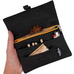 Water-repellent tobacco pouch for 30-50 g - Tobacco bag holder for filter tips, rolling paper & lighter (Yellow zipper)