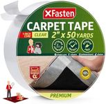 XFasten Double Sided Carpet Tape for Area Rugs On Carpet 2 Inch x 50 Yards No Residue Clear Adhesive Rug Tape Hardwood Floor No Damage Carpet Tape Double Sided Rug Tape for Carpet Rug Tape Gripper