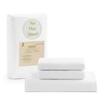 Lane Linen 100% Organic Cotton White Full Size Fitted Sheet only, 3-Piece Set (1 Fitted Sheet, 2 Pillowcases) Percale Weave, Bed Fitted Sheets, Breathable, Fits Mattress Upto 15" Deep - White