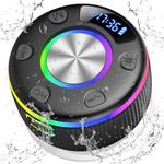 PRSCFUM Bluetooth Shower Speaker, Portable Bluetooth Speaker Wireless with Time Display, 2024 IPX7 Waterproof Speaker with RGB Lights, Stereo Bass, Mini Speaker for Bathroom, Party, Travel, Outdoor