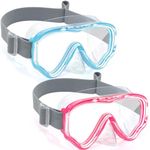 Vvinca Swim-Goggles with Nose Cover, 2 Packs Elastic Fabric Strap Snorkel Diving Mask Anti Fog UV No Pull Hair for Kids 3-14